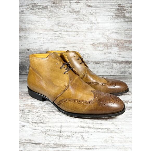 Men\'s UNDANDY Brown Leather Wingtip Oxford Mid Boots Sz EUR 43/US 10 main image 8